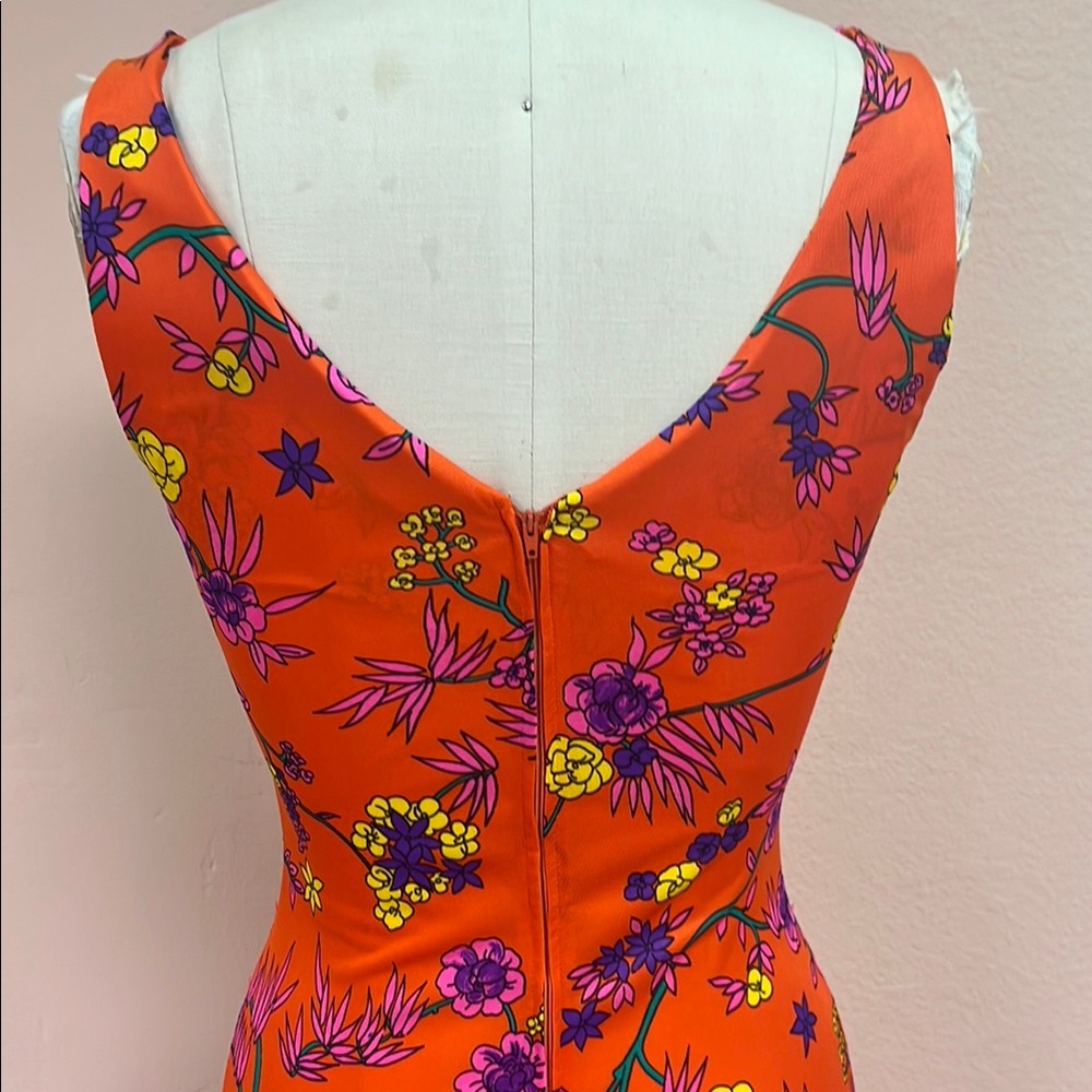 Vintage 70s Floral Maxi Dress in Orange and Purple - Picture 5 of 7